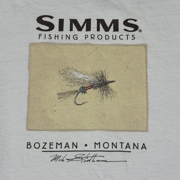 VTG Simms Fishing Bozeman Montana Mike Stidham Graphic Trout Flies T-Shirt Large - Picture 2 of 9